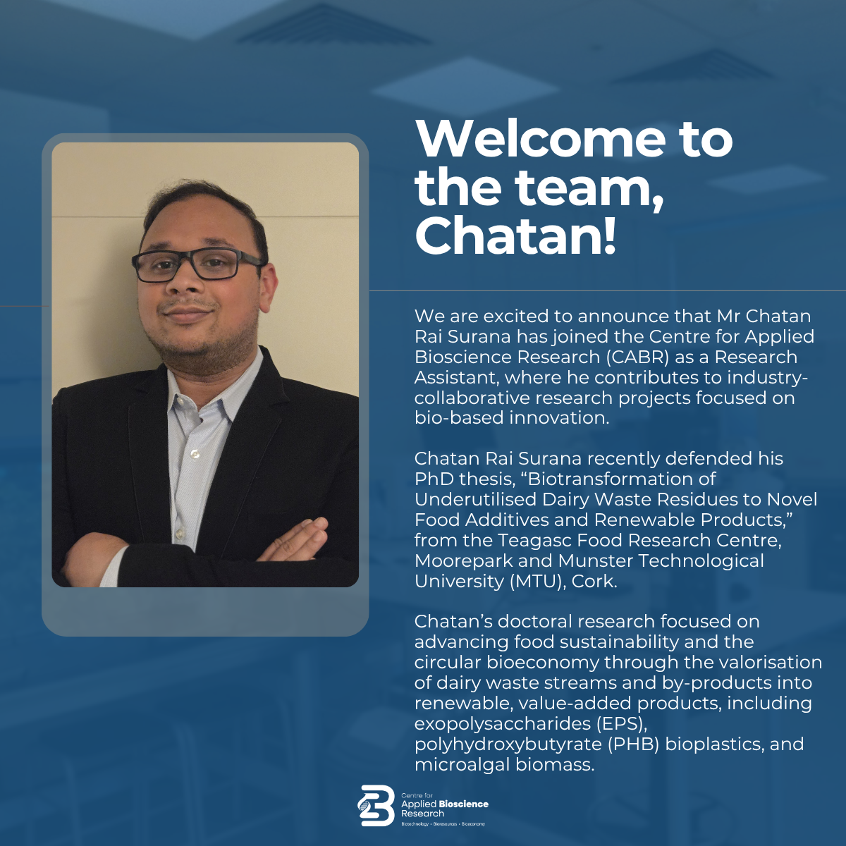 Chatan Rai Surana – CABR New Staff Chatan Rai Surana - CABR New Staff